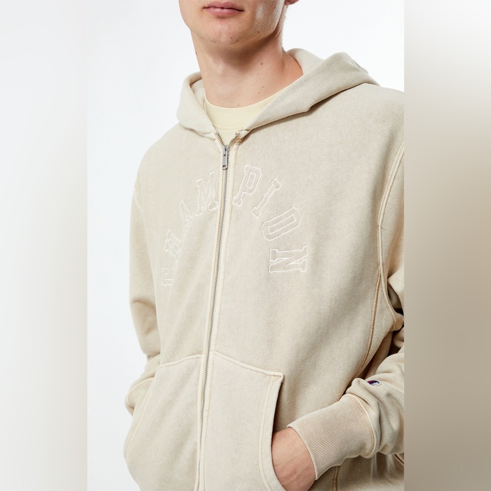 CHAMPION Embroidered‎ Full Zip Hoodie tan Men’s SIZE XL